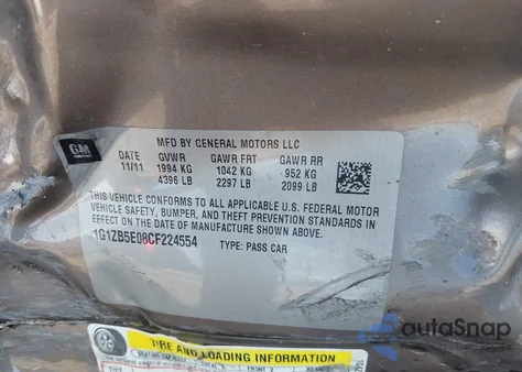 2012 Chevrolet Malibu Ls из США, поврежденный, VIN 1G1ZB5E08CF224554